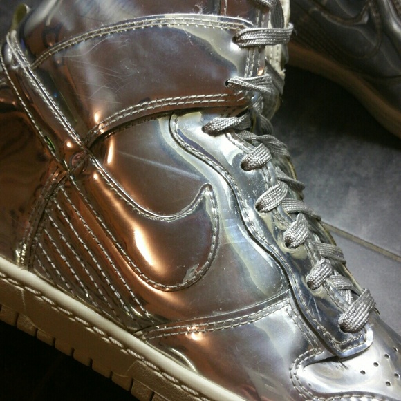 Nike Sky Hi Dunk Wedges Sz 7 Liquid Silver - Picture 6 of 8